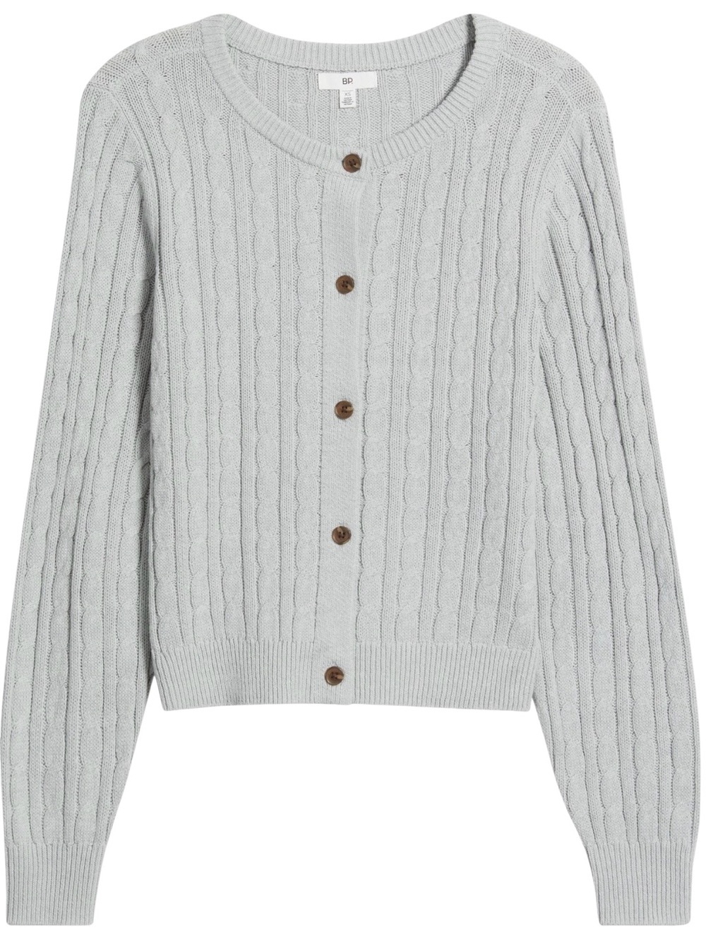 BP. Button Front Cotton Blend Grey Cardigan Size XSmall